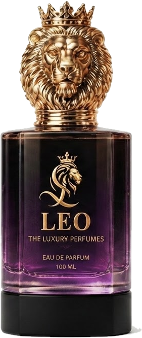 LEO luxury perfume bottle with lion face cap